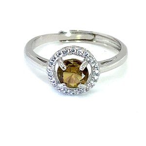 Sphene .80ct White Gold Finish Solid Silver Ring